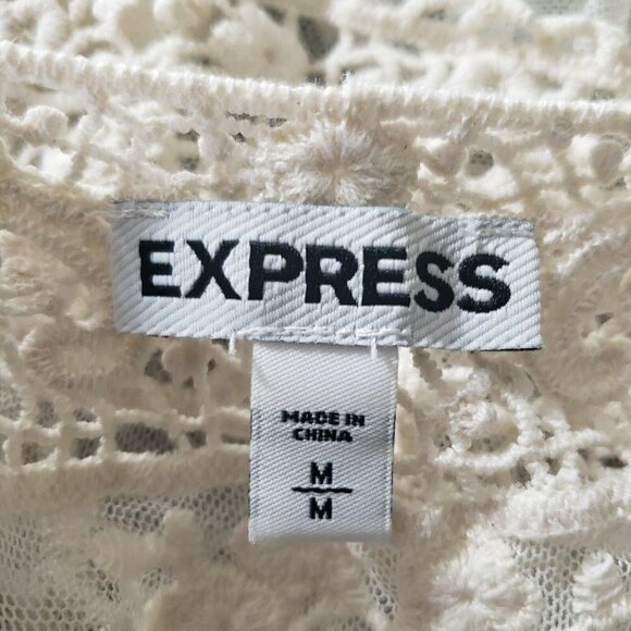 ☀ Express Womens Off White Sheer Embroidered Pullove - Picture 3 of 6